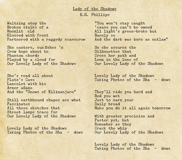 Lyrics to Lady of the Shadows